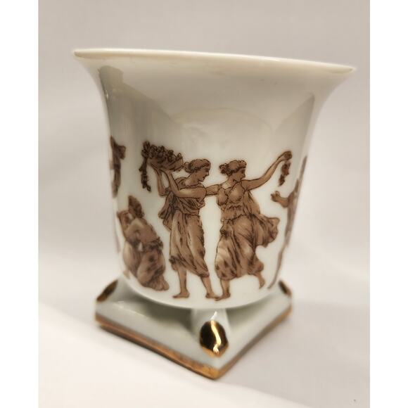 Vintage Seyei China Greek Mythology Vase with Gold Trim, 3.25" Tall - Picture 2 of 5